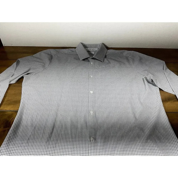 Mizzen & Main Shirt Mens XX Large Trim Fit White Blue Print Leeward Stretch - Picture 3 of 10